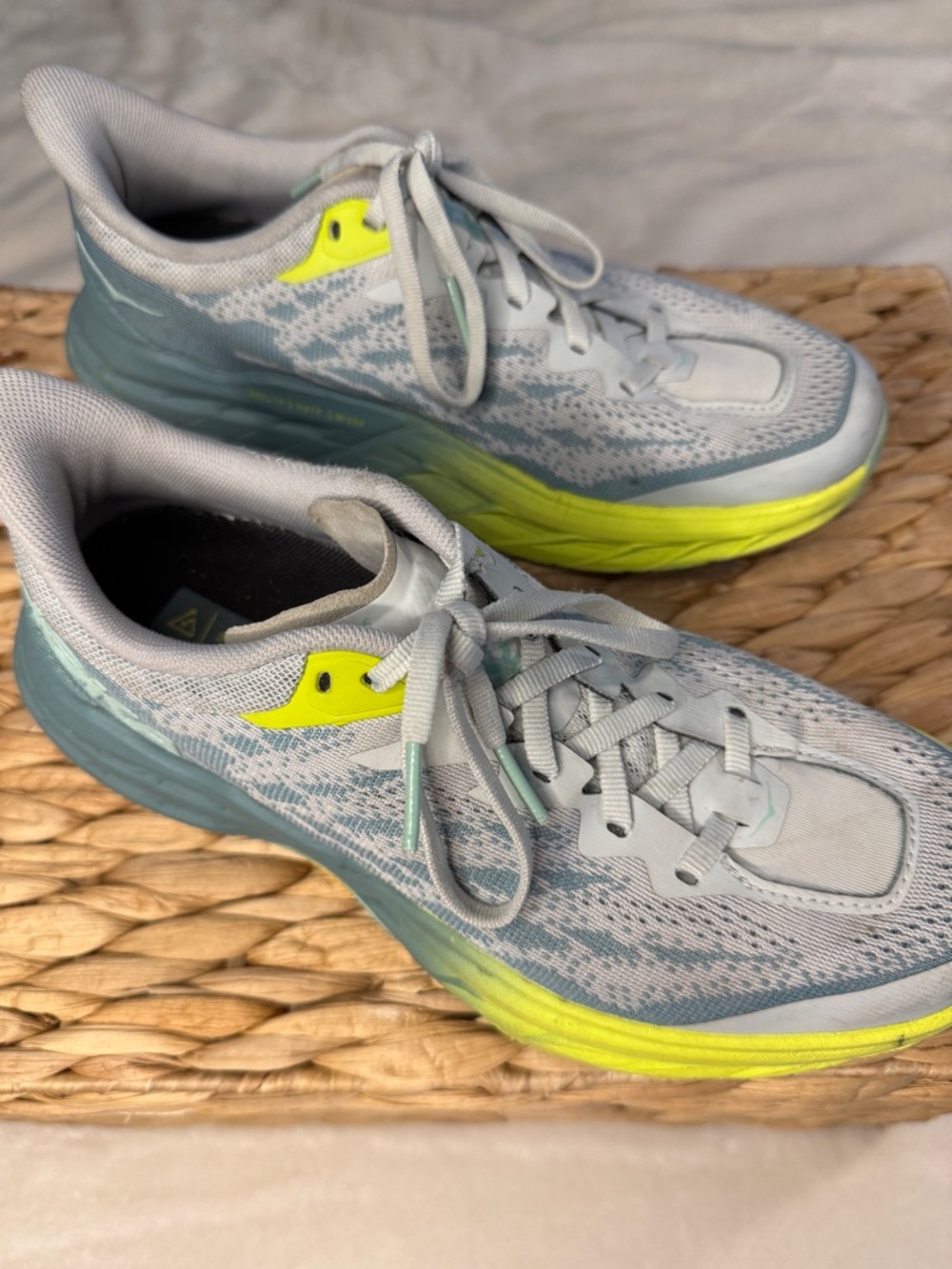 HOKA ONE ONE Trail Running Shoes Grey teal/greenYellow Vibram Sole Women's S